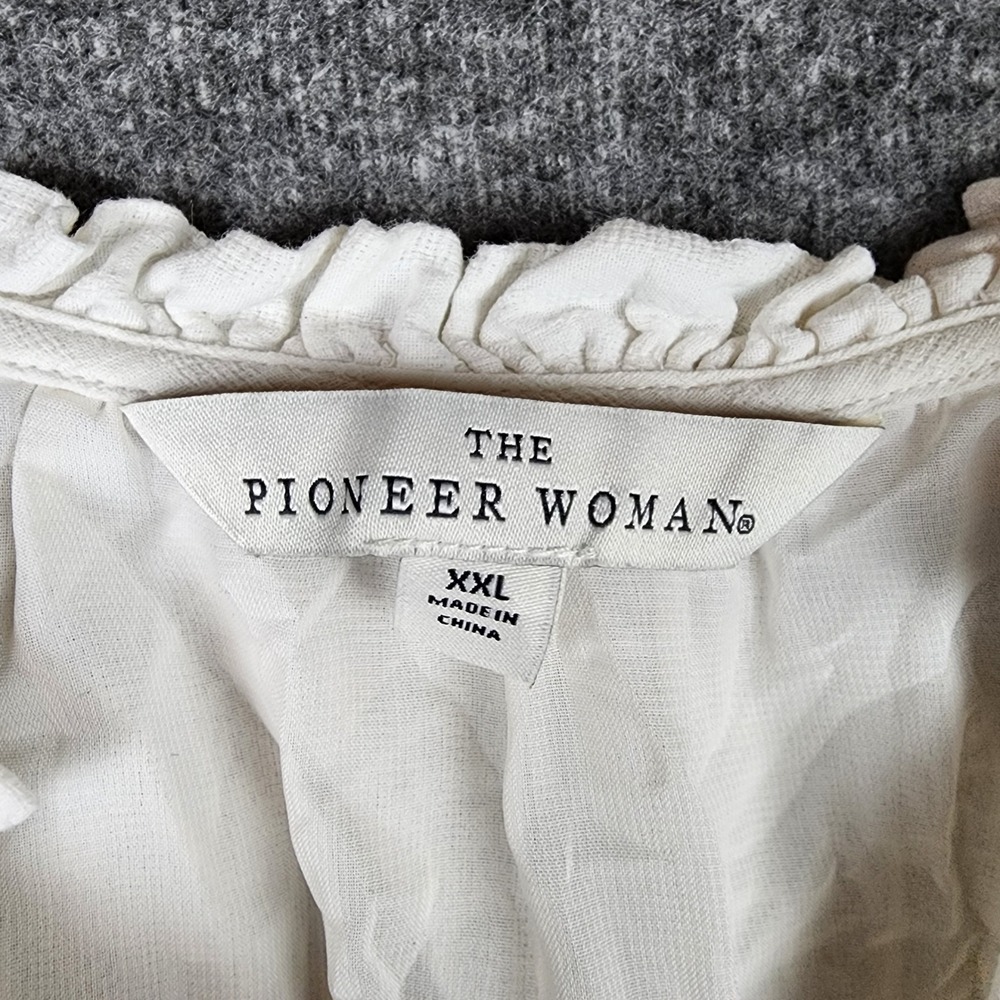 The Pioneer Woman Peasant Blouse Women XXL Crochet Lace Ruffle TPW2510147847L - Picture 7 of 9